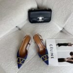 40 SIZE Light Luxury Style Baotou Stiletto Sandals for Women 2026 Summer New Style French Socialite Shallow Mouth Pointed Toe Denim High Heels - Image 7