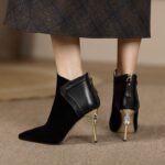 40 SIZE short-tube women’s boots frosted leather splicing nude boots - Image 3
