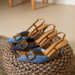 40 SIZE Light Luxury Style Baotou Stiletto Sandals for Women 2026 Summer New Style French Socialite Shallow Mouth Pointed Toe Denim High Heels - Image 5