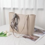 2026 Cross-Border Hot-Selling Solid Color Silk Scarf Tote Bag, Fashionable and Simple, Large Capacity, Light Luxury, Practical for Commuting, Single-Shoulder Women's Bag - Image 7