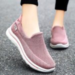 41 size slip-on flat shoes for the elderly, non-slip soft soles, woven surface brand women’s shoes