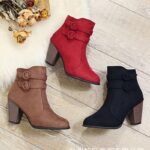 42 SIZE Boots for women 2025 European and American suede short barrel side zipper artificial short plush medium heel thick heel rubber pointed toe fashion boots - Image 4