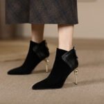 40 SIZE short-tube women’s boots frosted leather splicing nude boots