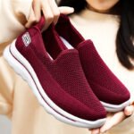 36 SIZE slip-on flat shoes for the elderly, non-slip soft soles, woven surface brand women’s shoes