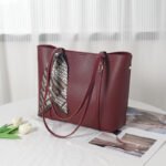 2026 Cross-Border Hot-Selling Solid Color Silk Scarf Tote Bag, Fashionable and Simple, Large Capacity, Light Luxury, Practical for Commuting, Single-Shoulder Women's Bag