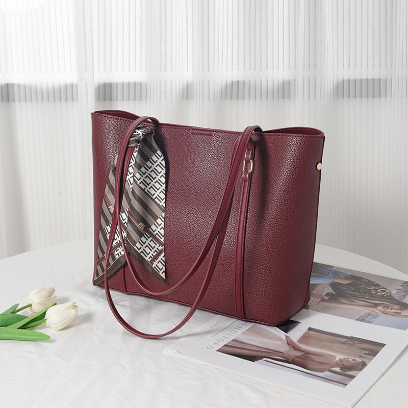 O1CN01yC6aC61Q8uLBCIvaI_!!2220027971932-0-cib 2026 Cross-Border Hot-Selling Solid Color Silk Scarf Tote Bag, Fashionable and Simple, Large Capacity, Light Luxury, Practical for Commuting, Single-Shoulder Women's Bag - Image 1