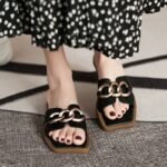 39 SIZE internet celebrity fashion chain flip flops flat sandals - Image 3