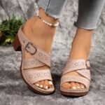 41 SIZE European and American hollow thick heel Roman sandals - Image 2