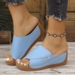 39 SIZE lightweight casual breathable sandals wedge heel thick bottom outdoor slippers