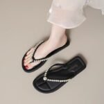 2025 new pearl flip-flops for women summer