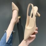 Summer New Pointed Toe High Heels Women's Stiletto Toe Sandals Back Hollow Shallow Mouth Single Shoes Women