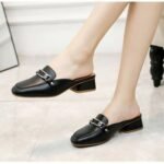 Women's soft leather slip-on sandals, 2026 summer and autumn new style, chunky heel, backless, one-piece slip-on. - Image 5
